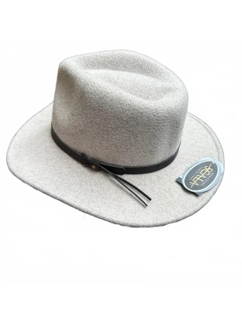 Scala Hats Jolene Provato Knit Safari Fedora Hat - Heathered Taupe NWT